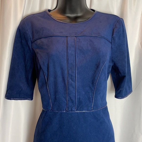 GUESS BLUE SUEDE ROUND NECK DRESS SIZE SMALL - Picture 4 of 9